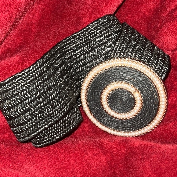 Vintage Wide Natural Straw Round Buckle Belt  Women’s Size XS - Picture 3 of 13